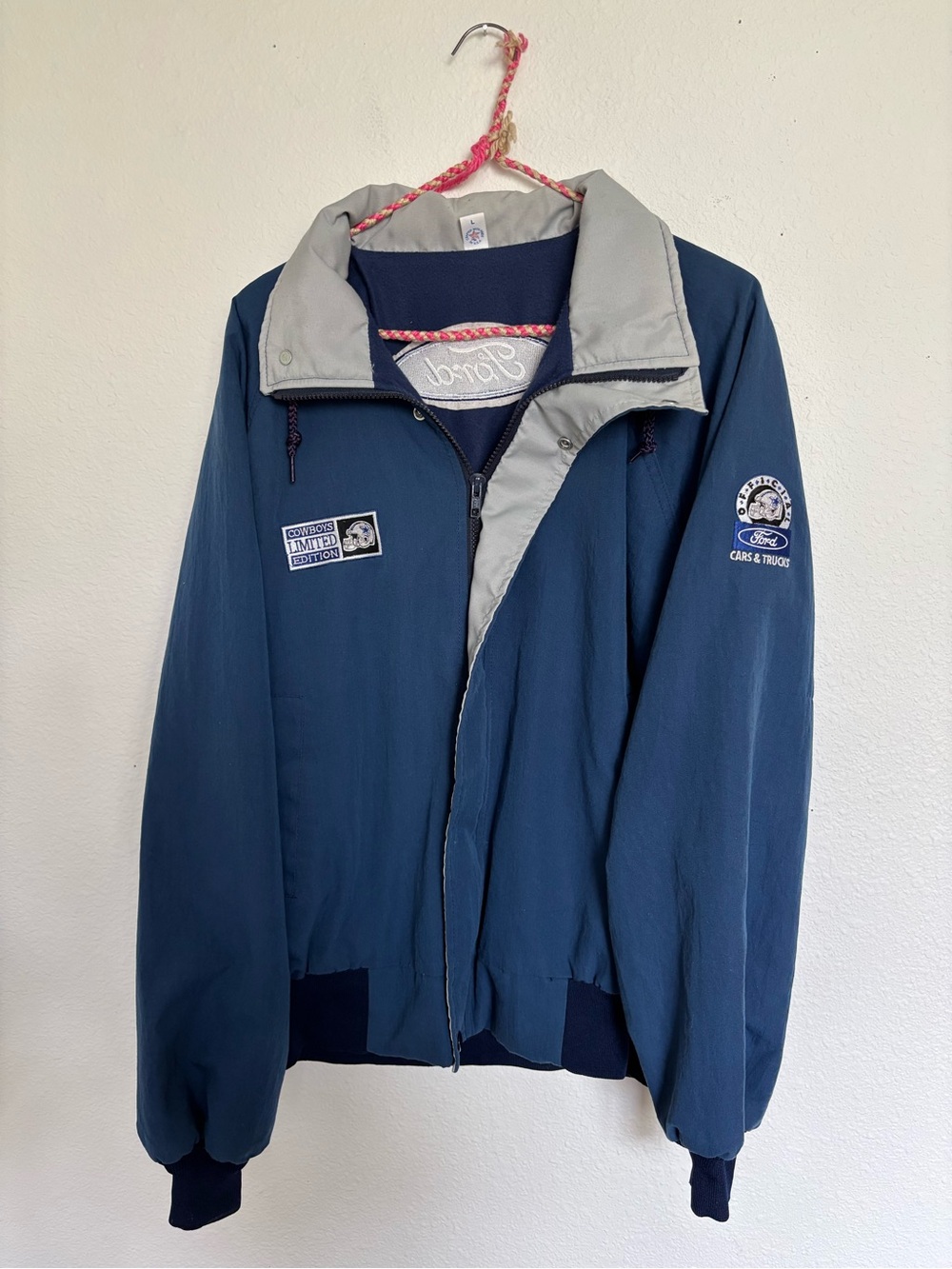 Ford Blue Windbreaker Jacket with Light Gray Trim